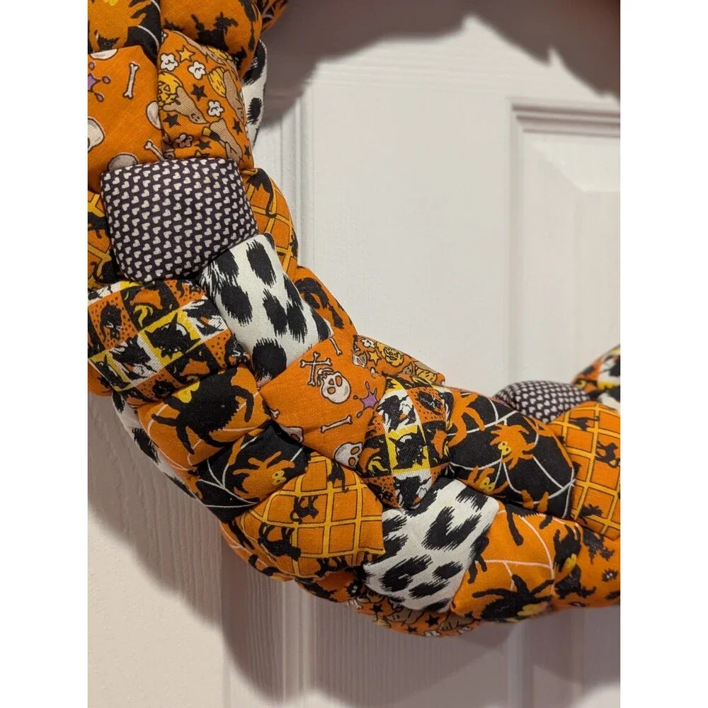 Handmade Fabric Spooky Halloween Orange Black 16